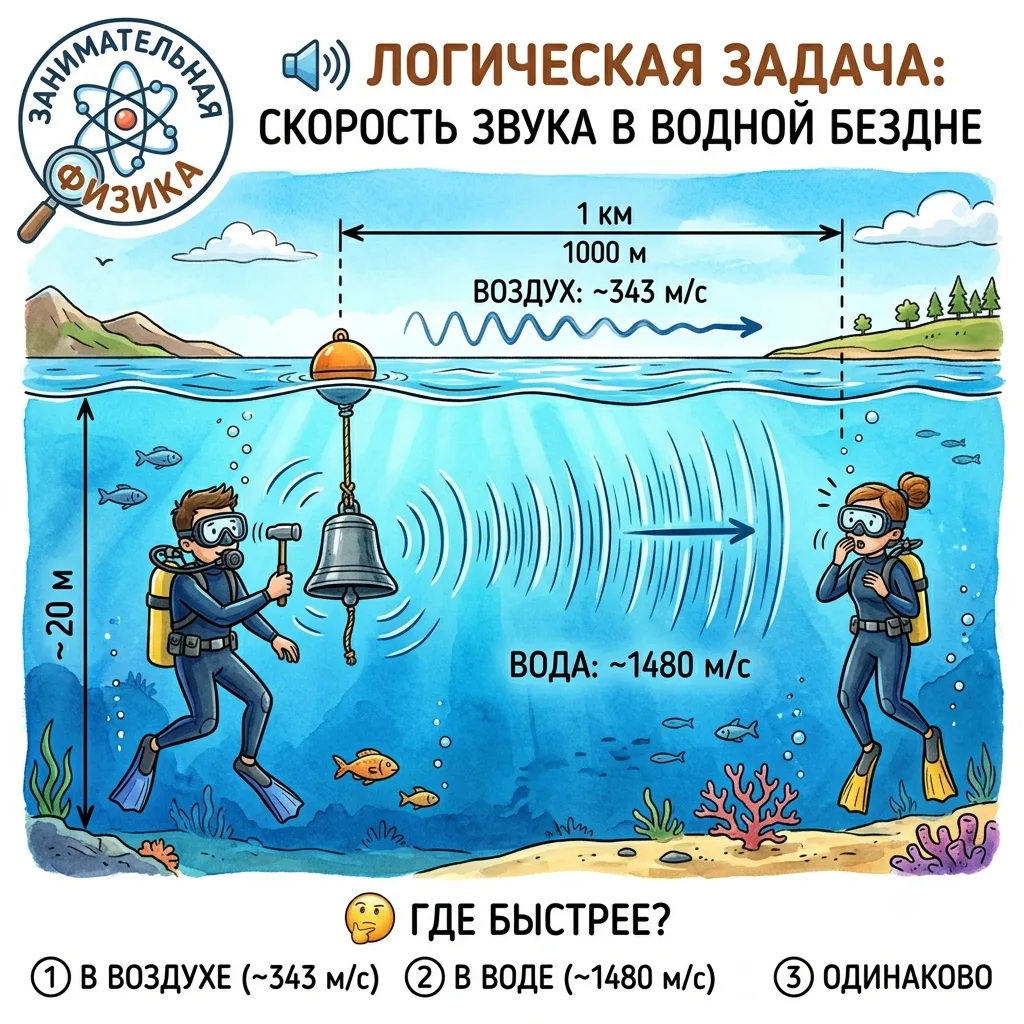 🔊 ЛОГИЧЕСКАЯ ЗАДАЧА: СКОРОСТЬ ЗВУКА В ВОДНОЙ БЕЗДНЕ

Время для традиционной вечерней головоломки! З