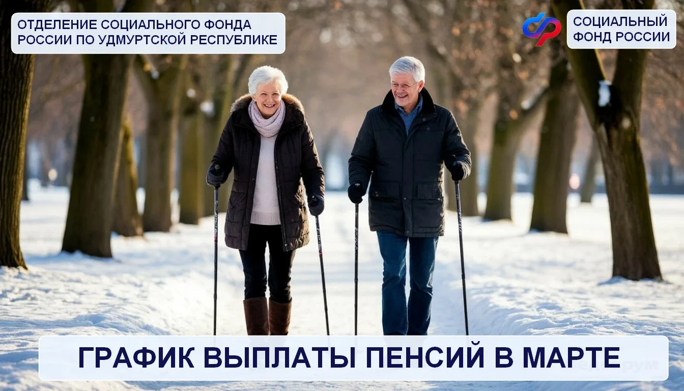 🗓 Дни зачисления пенсий жителям Удмуртии – 10, 13, 16 и 20 марта.  В марте некоторые привычные даты 
