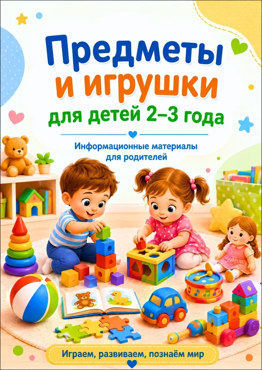 Группа № 1 «Сказка»: предметы и игрушки для детей 2–3 лет.