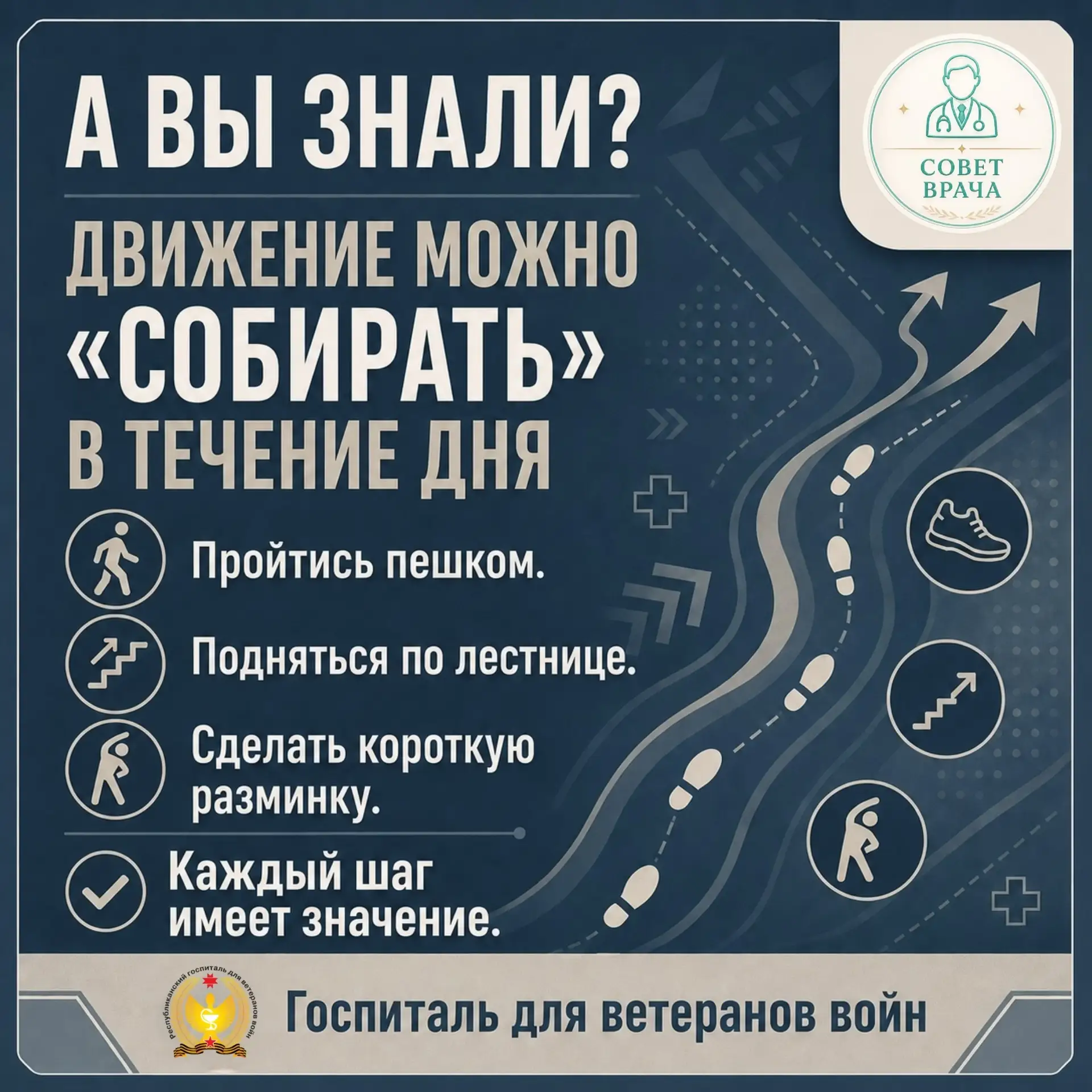 ДВИЖЕНИЕ МОЖНО «СОБИРАТЬ» В ТЕЧЕНИЕ ДНЯ

Не всегда нужен отдельный час на прогулку или тренировку.

