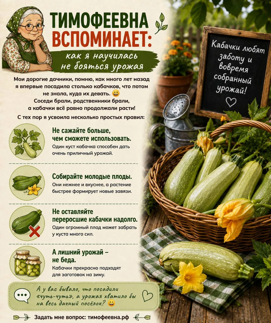 👵 Тимофеевна вспоминает: как я научилась не бояться урожая