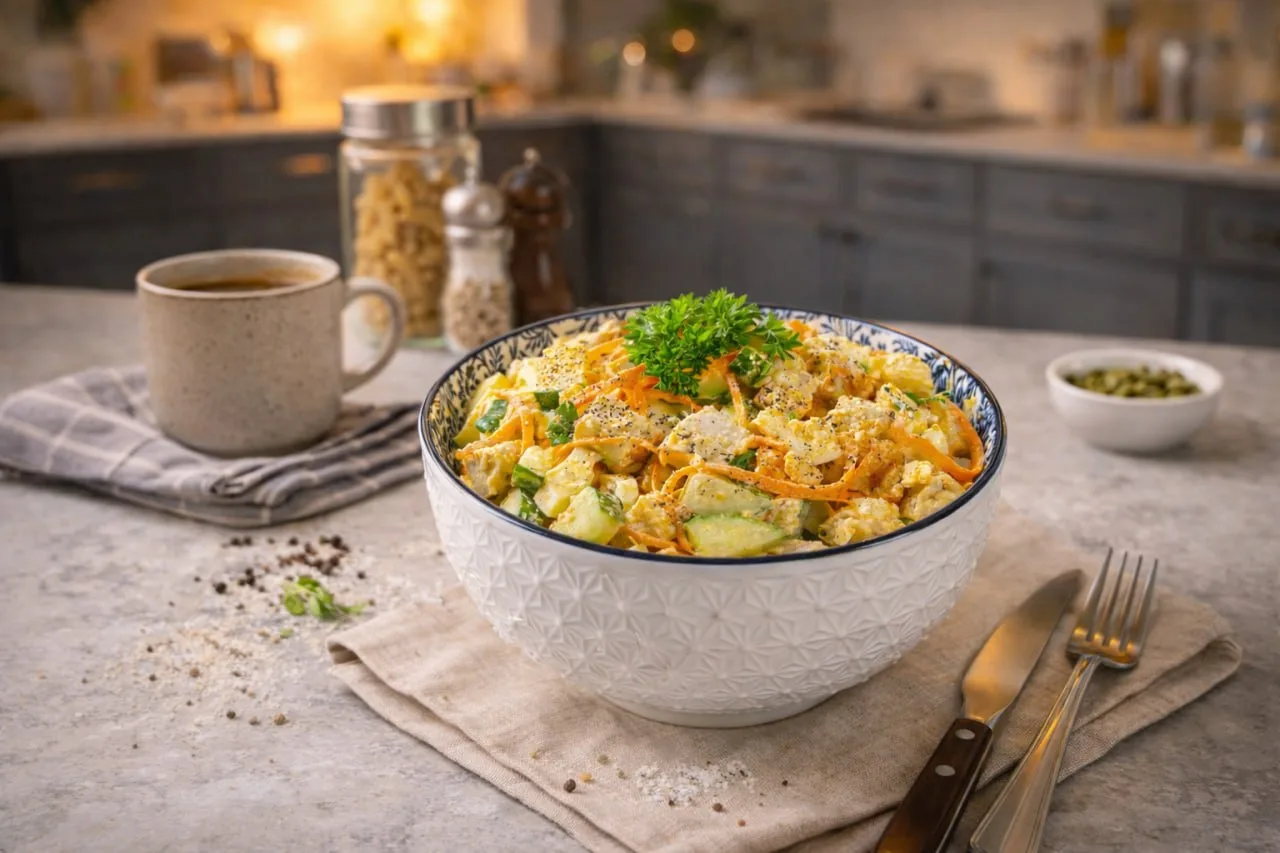 САЛАТ С КУРИЦЕЙ, КОРЕЙСКОЙ МОРКОВЬЮ И СВЕЖИМ ОГУРЦОМ