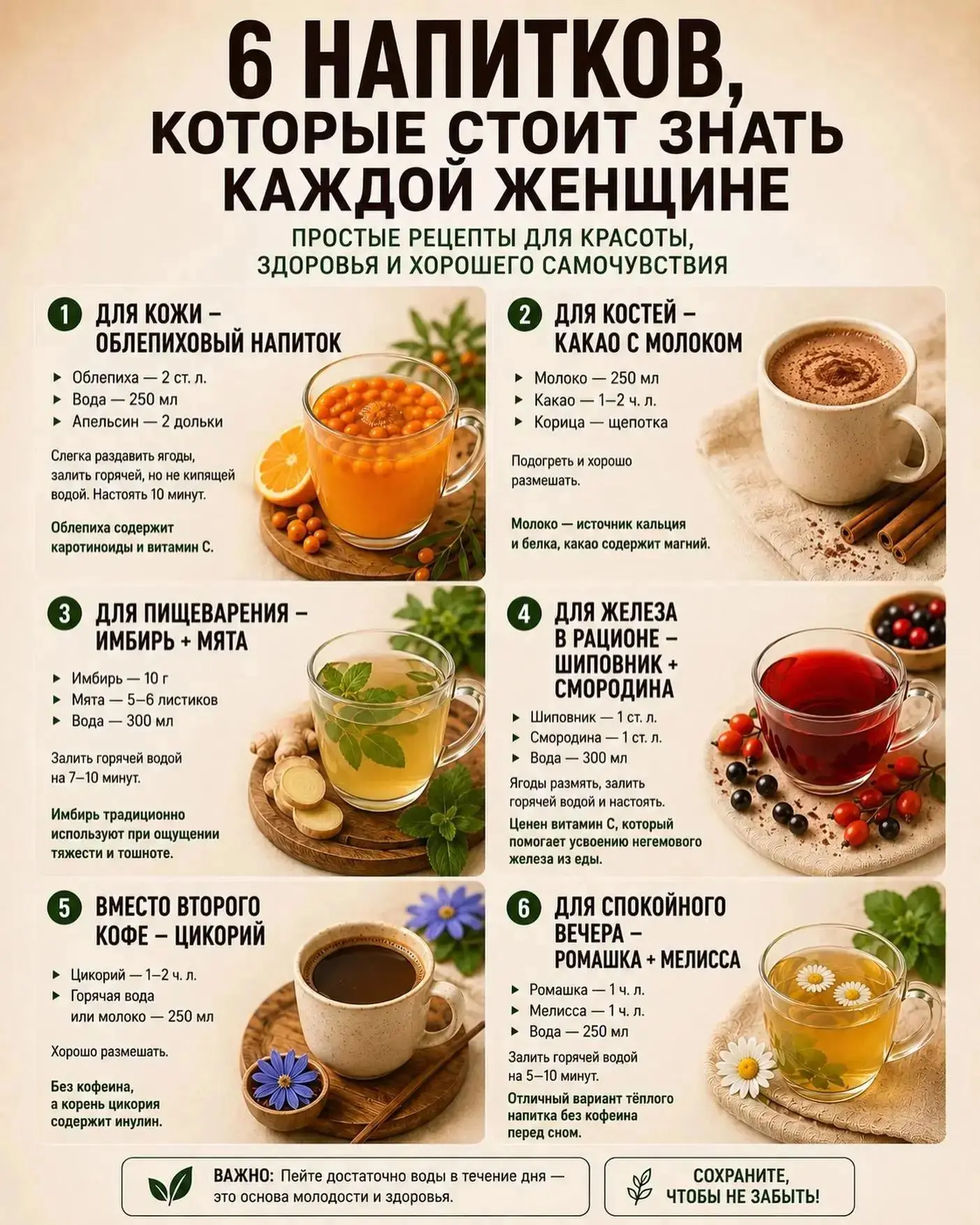 6 НАПИТКОВ, КОТОРЫЕ СТОИТ ЗНАТЬ КАЖДОЙ ЖЕНЩИНЕ 🌿