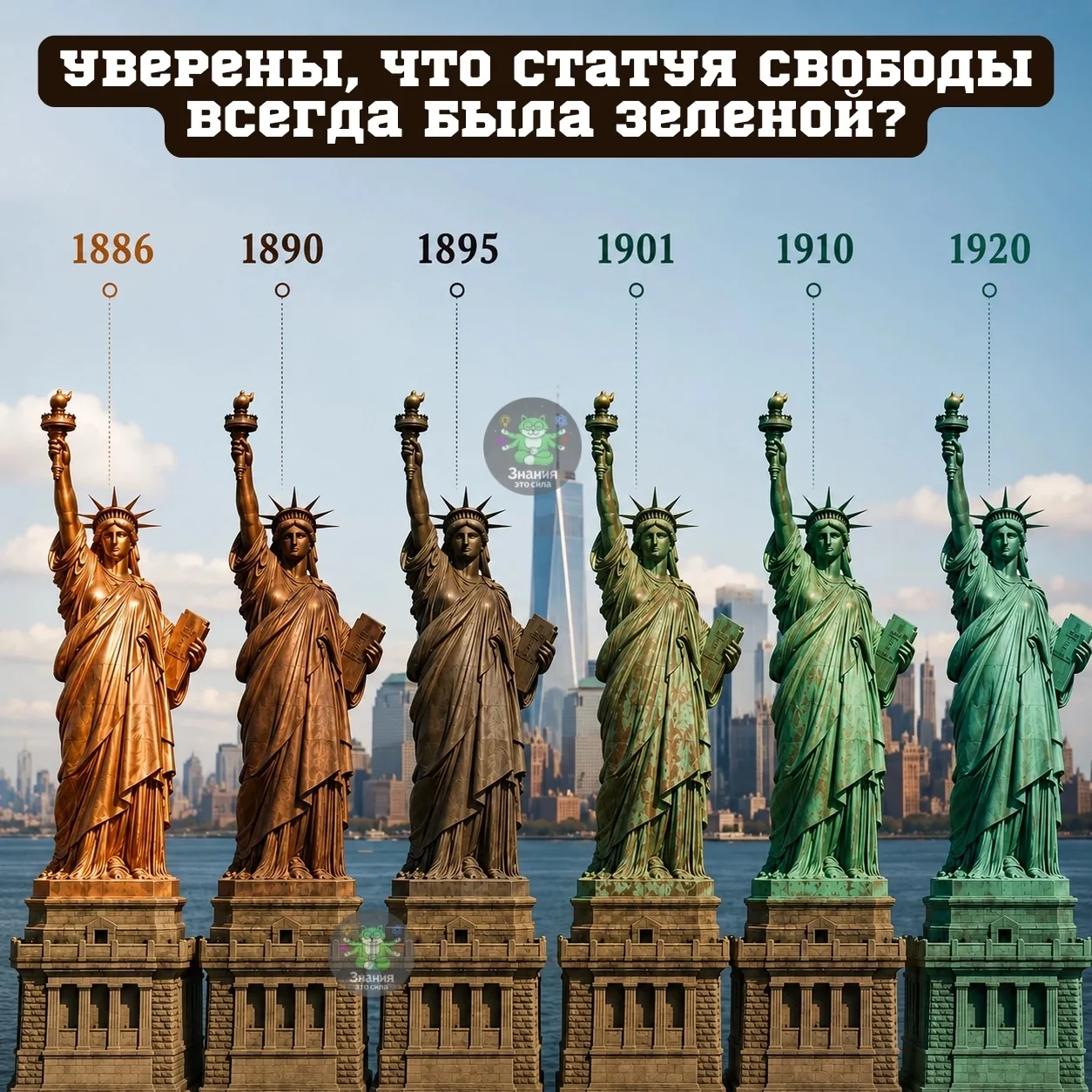🗽Статуя Свободы не всегда была зеленой…
