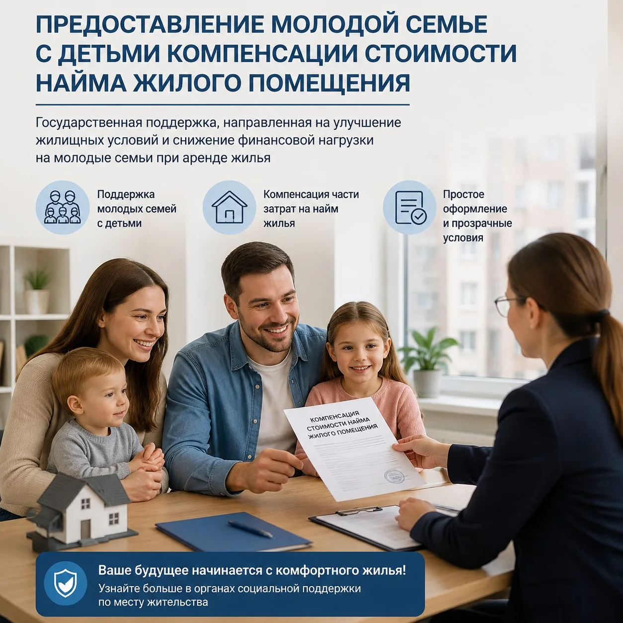 📌📝Старт приёма заявлений на компенсацию аренды жилья для молодых семей с детьми до 3 ...