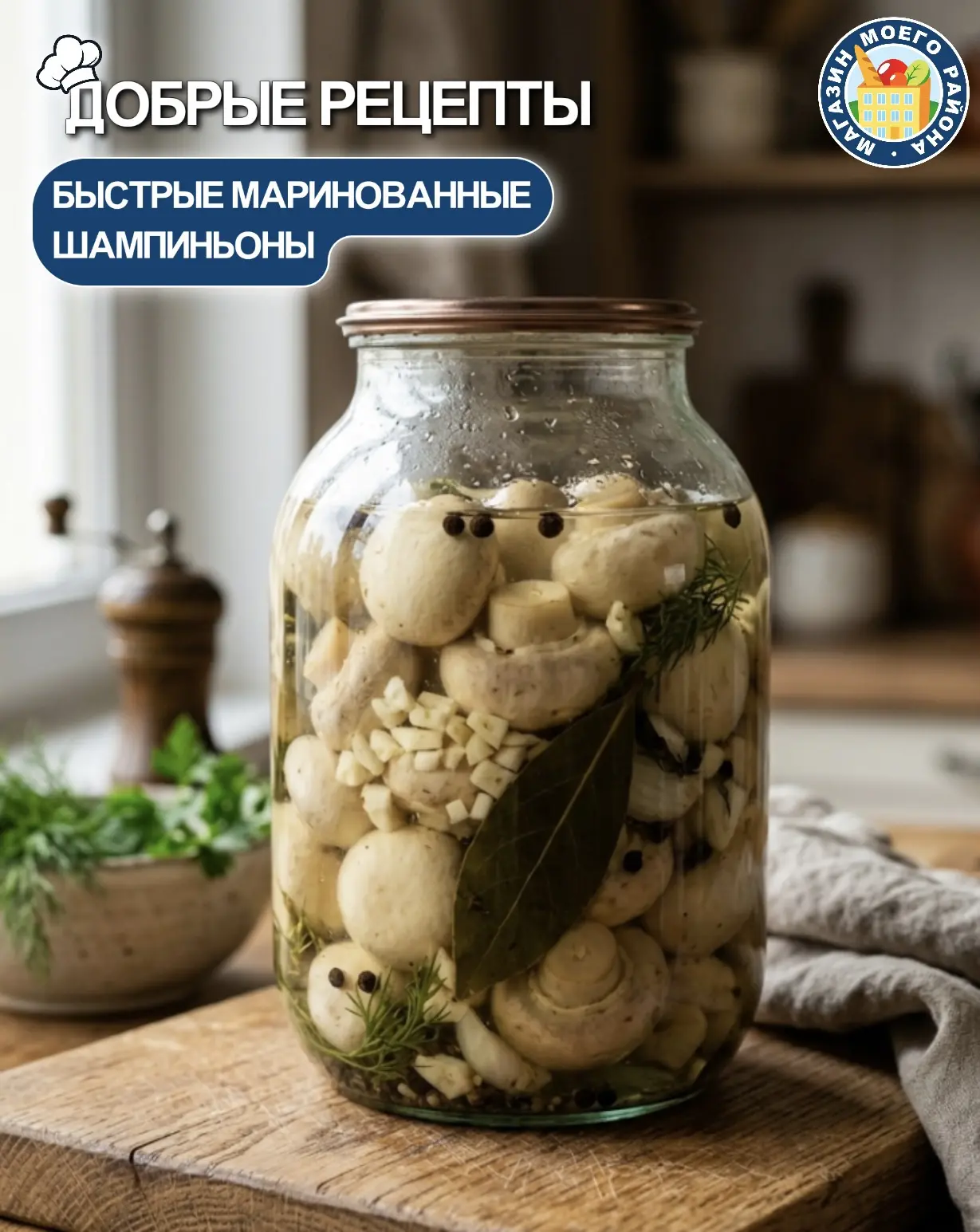 🌿 БЫСТРЫЕ МАРИНОВАННЫЕ ШАМПИНЬОНЫ