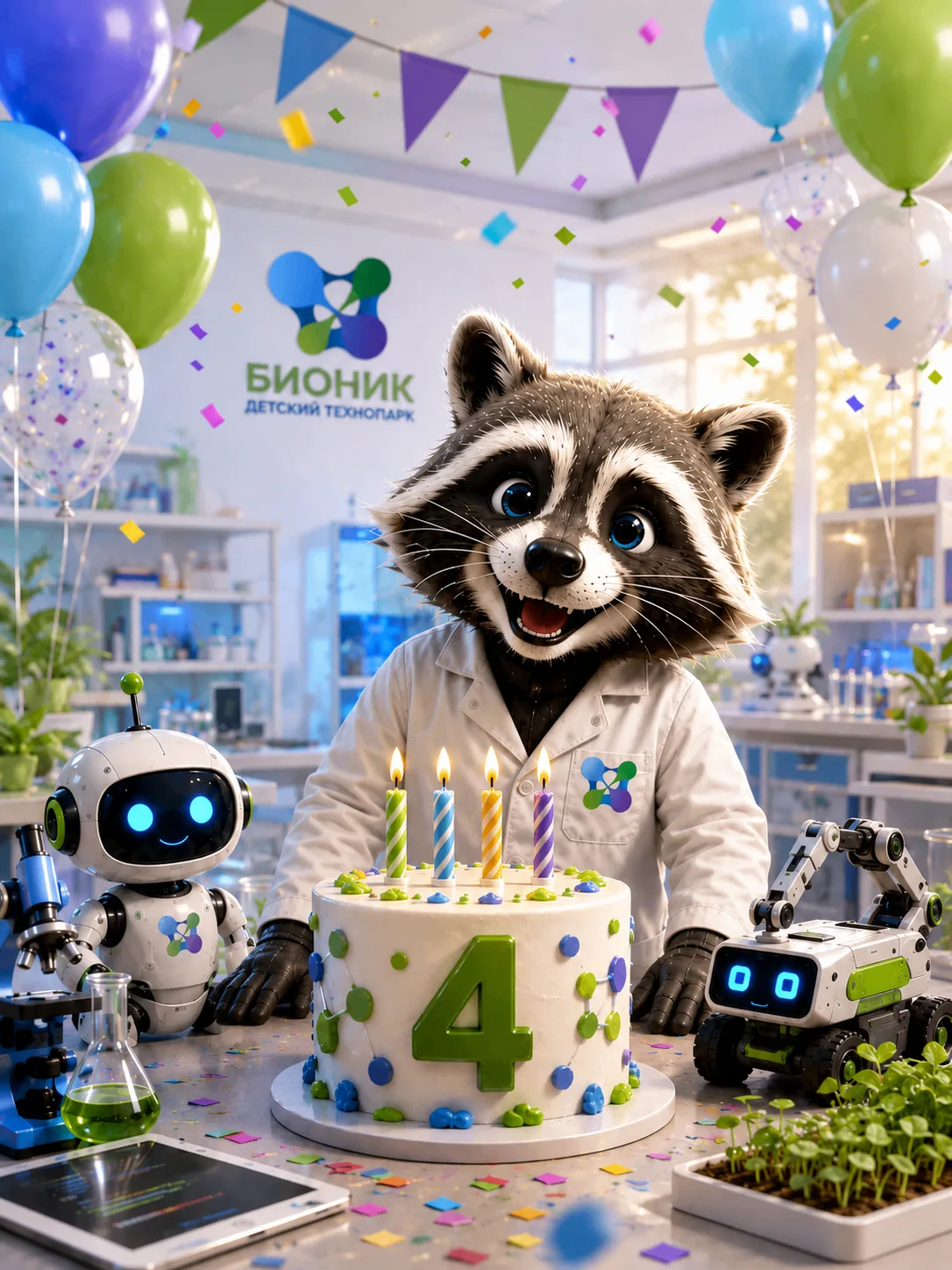 🎂БИОНИКу исполнилось 4️⃣ года. Наш технопарк растет и помогает расти другим

☄️ Четыре года назад п