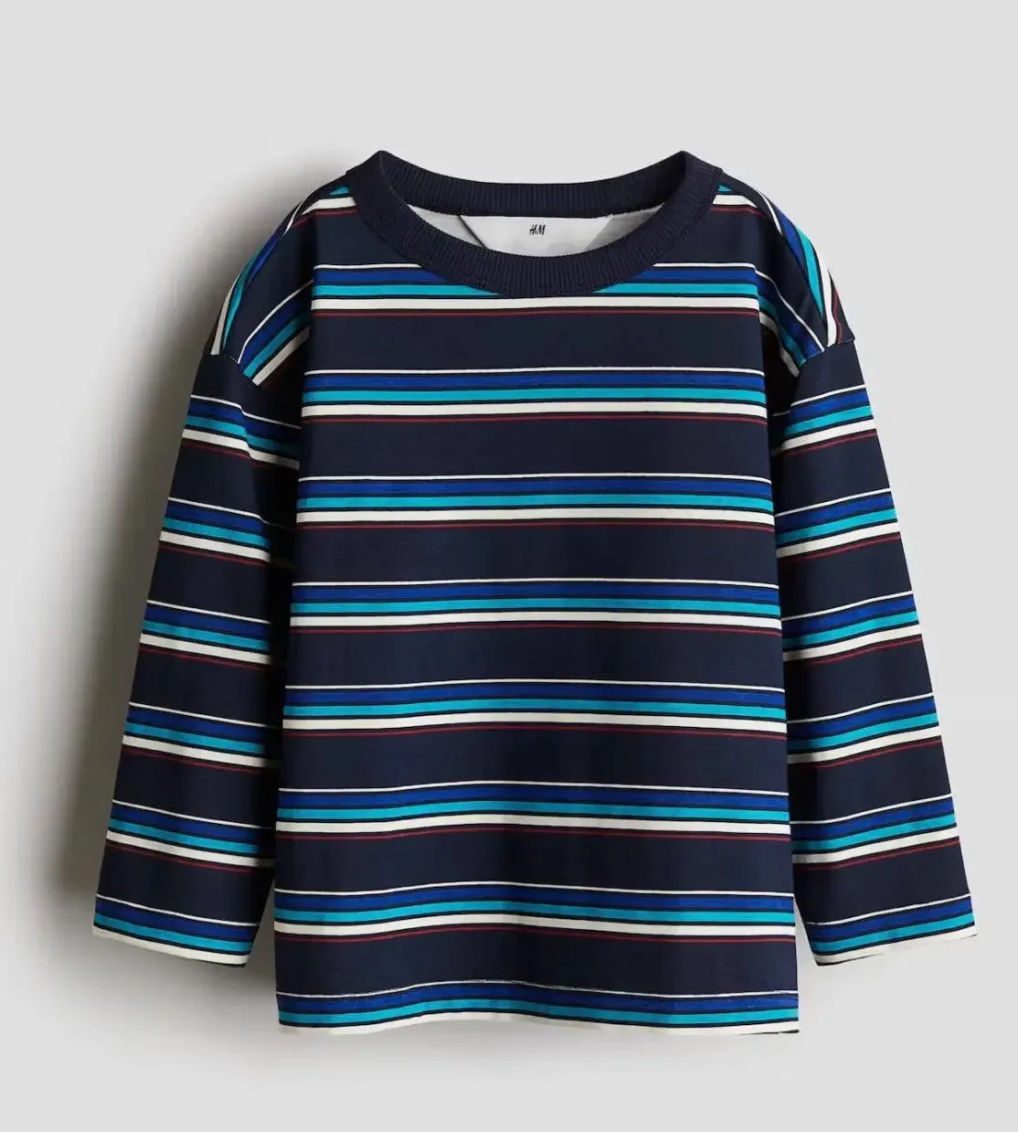 Тёмно-синий лонгслив в полоску H&M