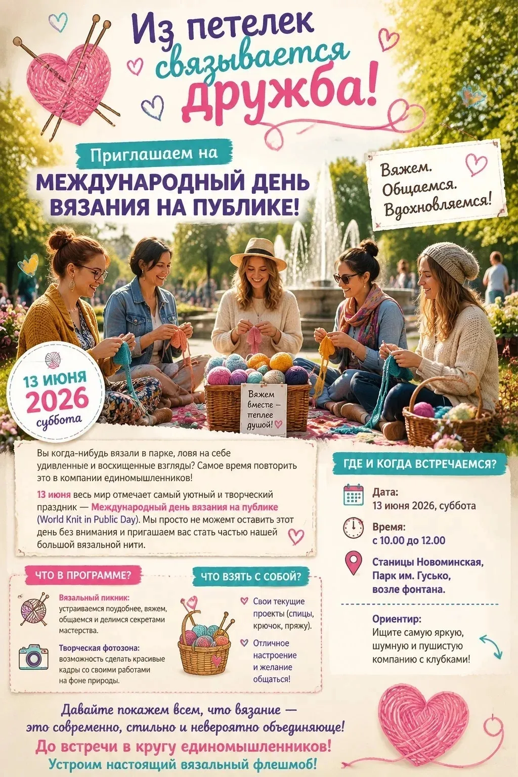 🧶 Сплетаем дружбу из петелек! Приглашаем на Международный день вязания на публике!

Вы когда-нибудь