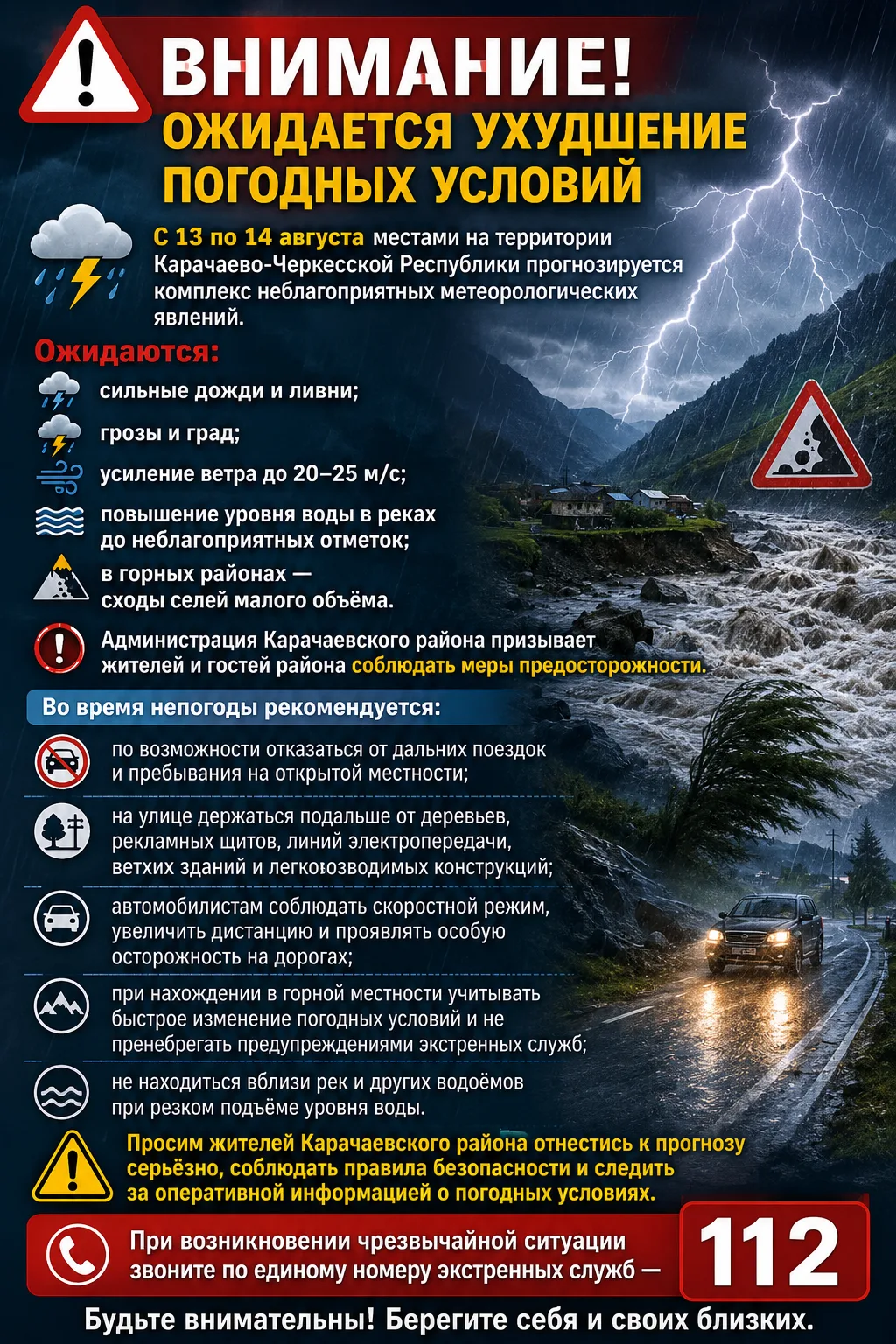⚠️ ВНИМАНИЕ! ОЖИДАЕТСЯ УХУДШЕНИЕ ПОГОДНЫХ УСЛОВИЙ