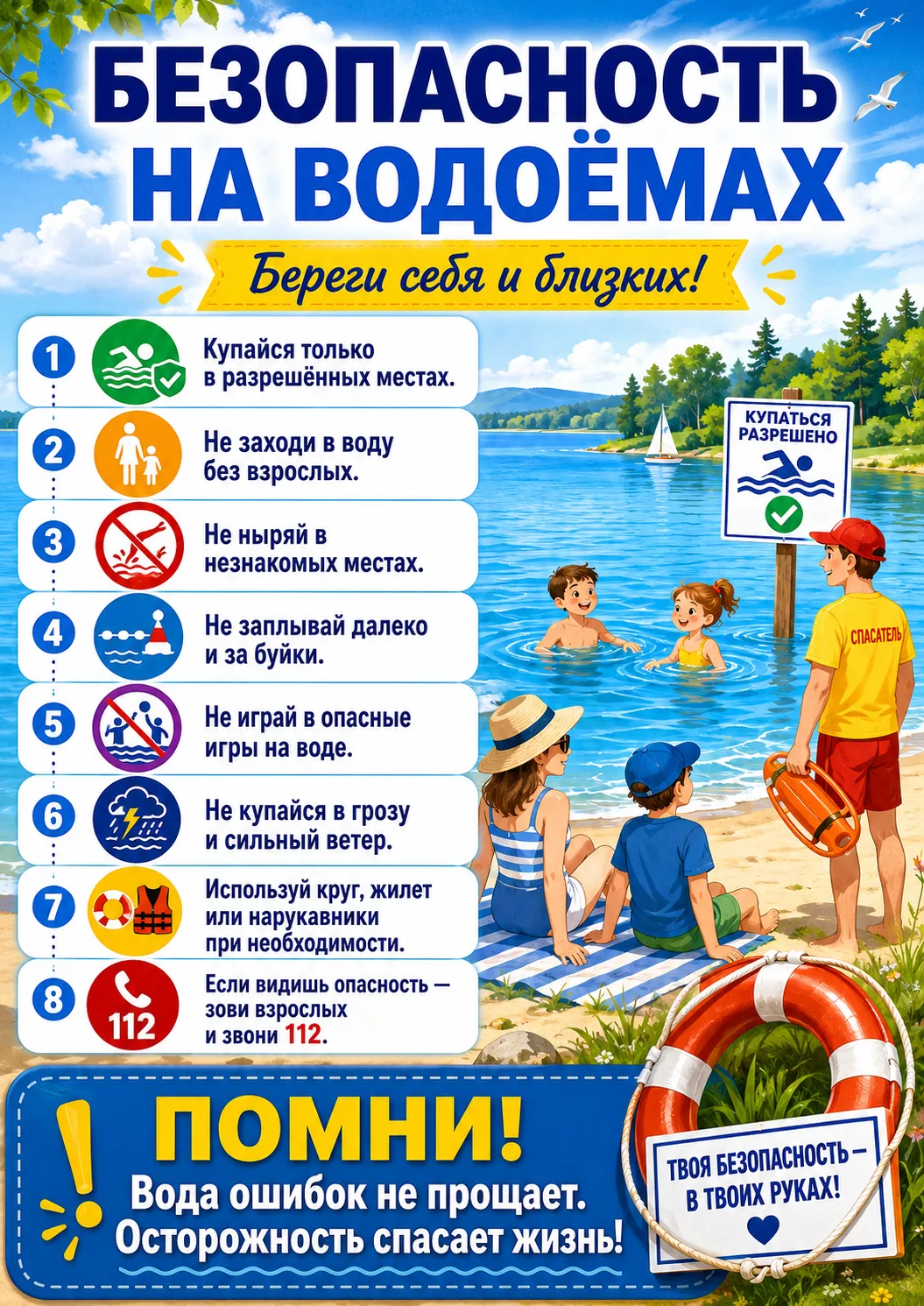 💧 Безопасность на водоёмах — это важно!