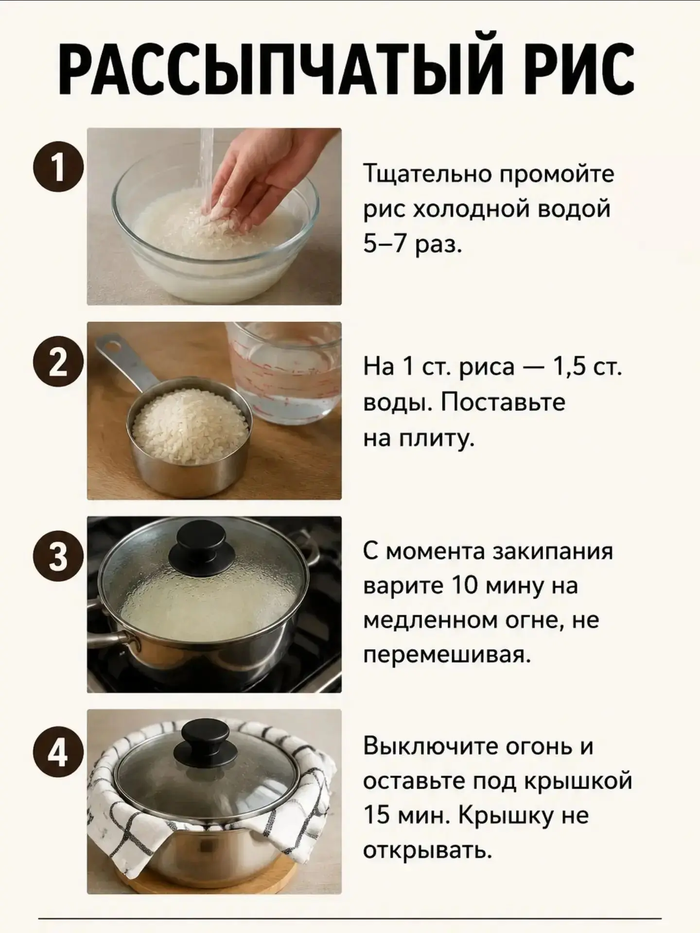 Как приготовить рассыпчатый рис👍