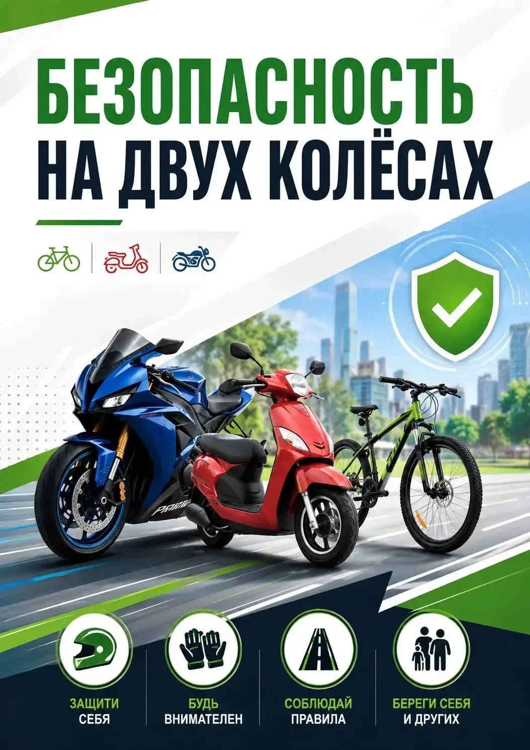 💥 Безопасность на двух колёсах – тема, о которой важно помнить уже сейчас 🚲  На улицах становится вс