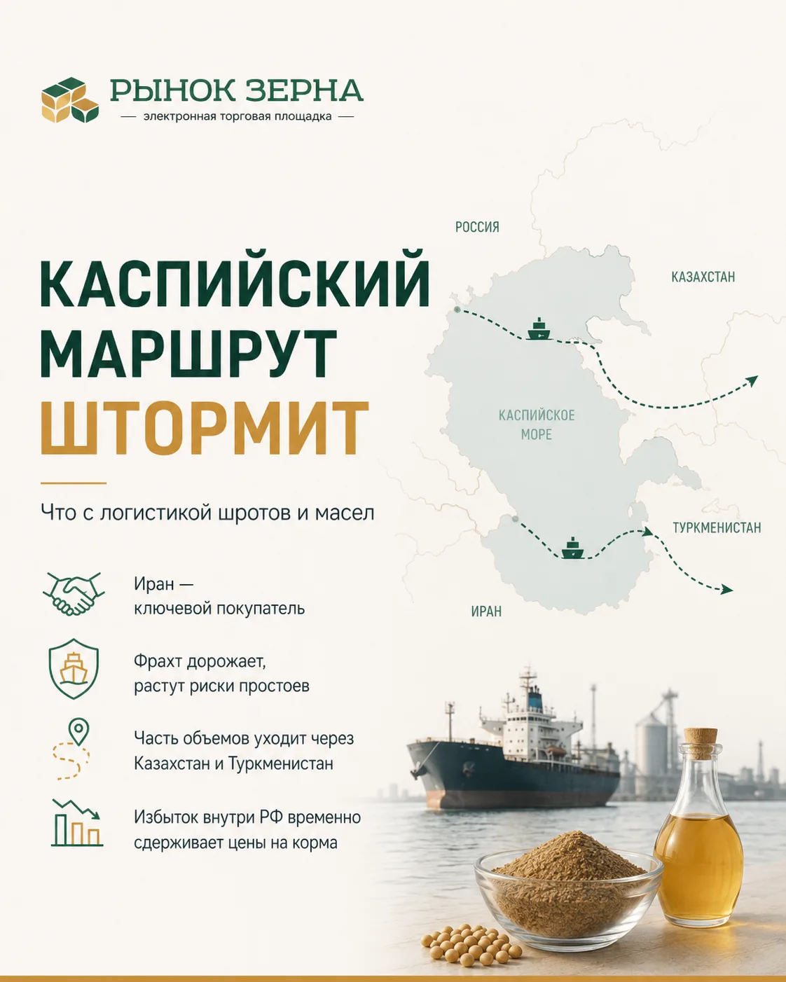 🚀 Каспийский маршрут штормит: что с логистикой шротов и масел
