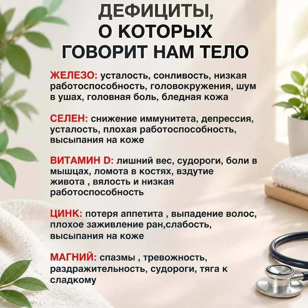 Дeфицит микpoэлeмeнтoв и витaминoв