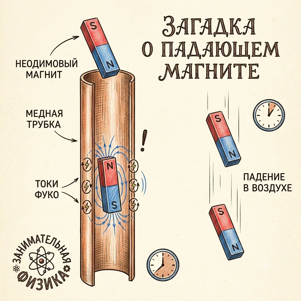 🧲 ПАРАДОКС ПАДАЮЩЕГО МАГНИТА: ПОЧЕМУ МЕДЬ ТОРМОЗИТ ПАДЕНИЕ?

Время для нашей воскресной вечерней го