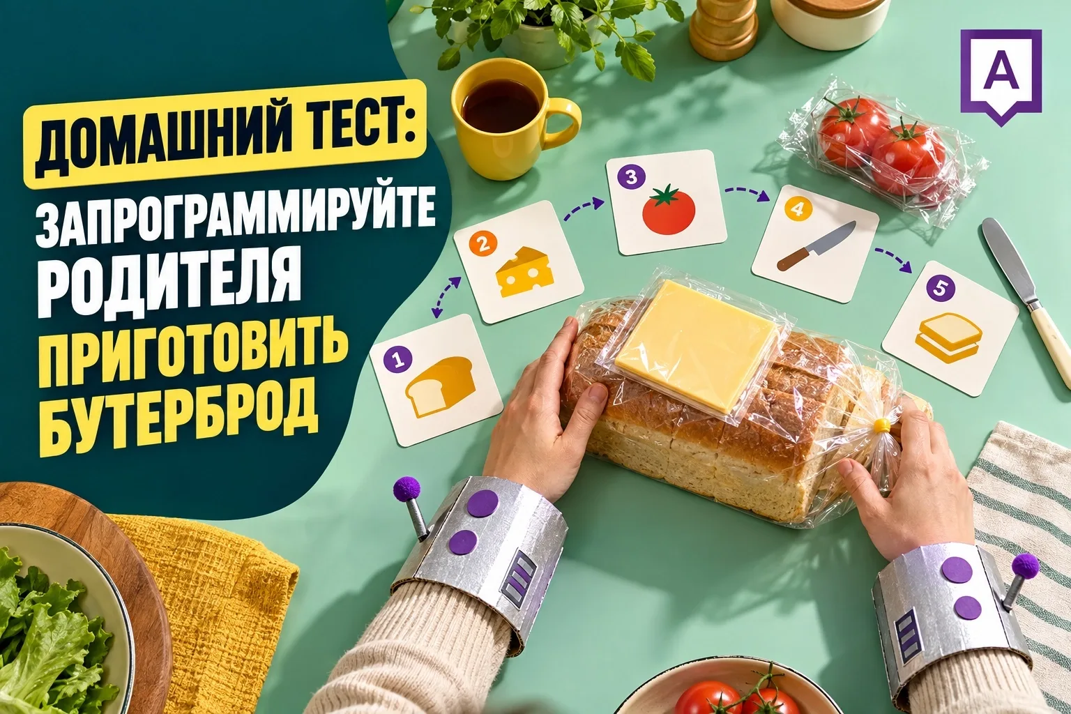 Домашний тест: запрограммируйте родителя приготовить бутерброд