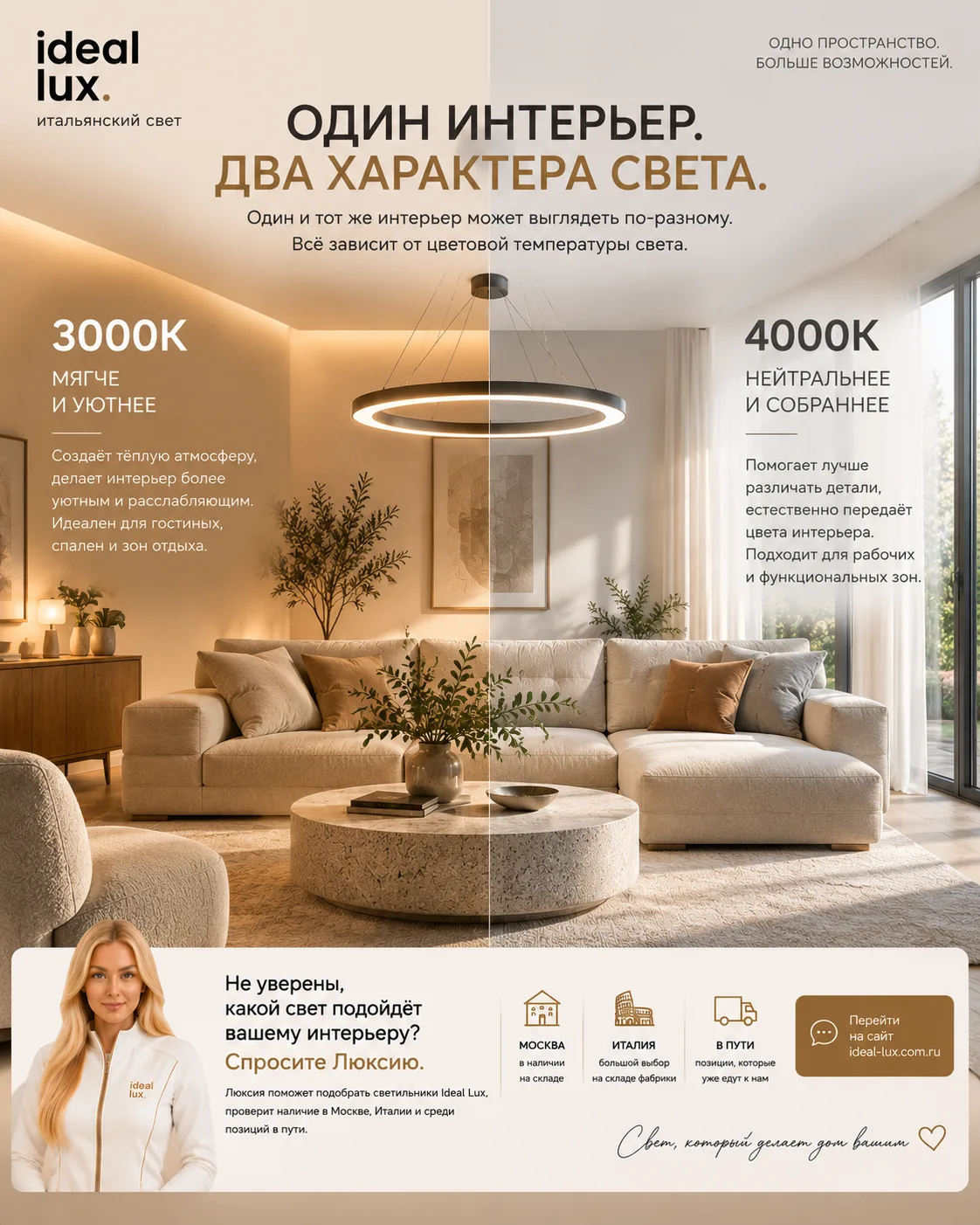 💡 3000K или 4000K? Почему один и тот же интерьер может выглядеть совершенно по-разному.