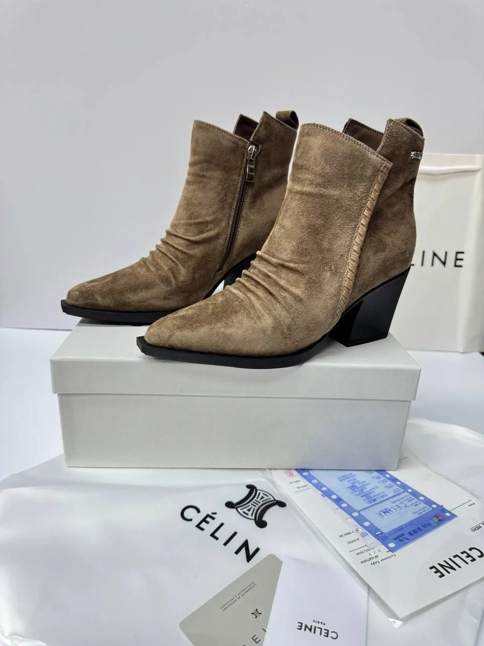Celine ботильоны из натуральной  замши