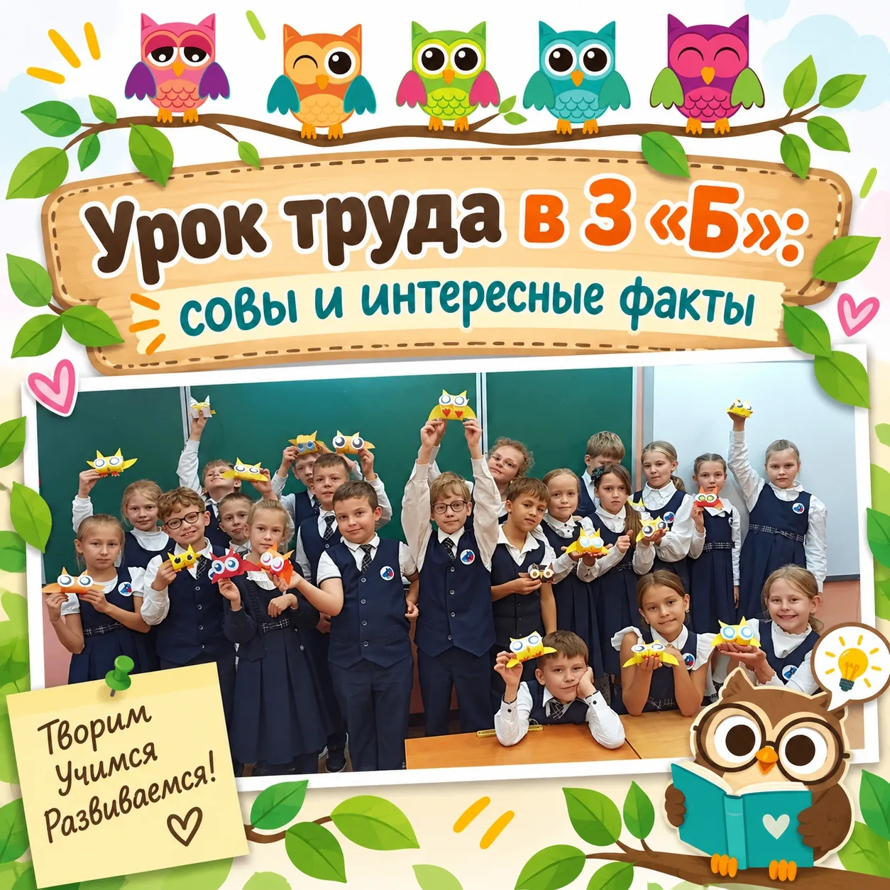 🦉 ✂ «Урок труда в 3 «Б»: совы и интересные факты»