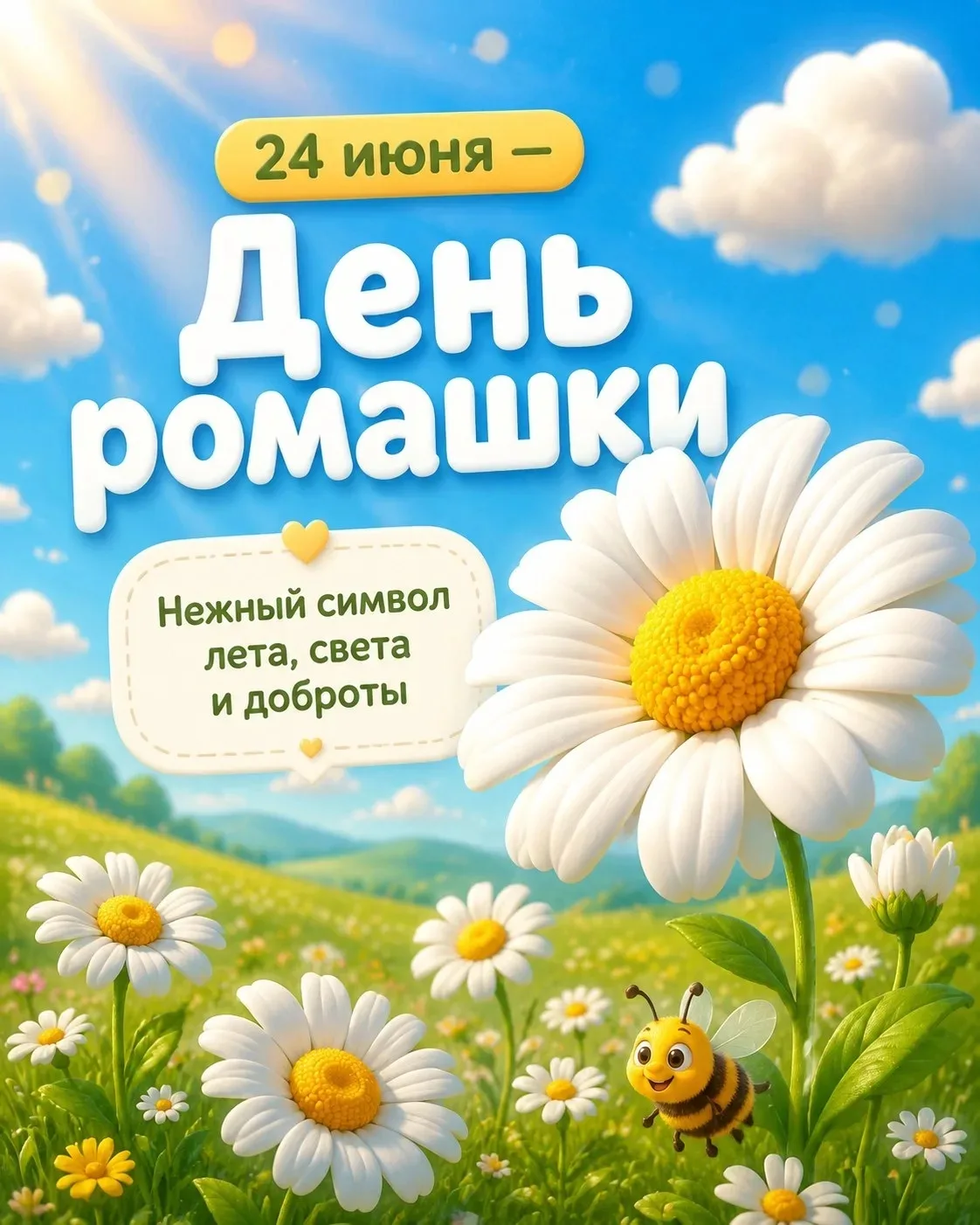 🌸 24 июня — День ромашки! 🌸

Сегодня даже обычный луг превращается в маленькое чудо — столько на н