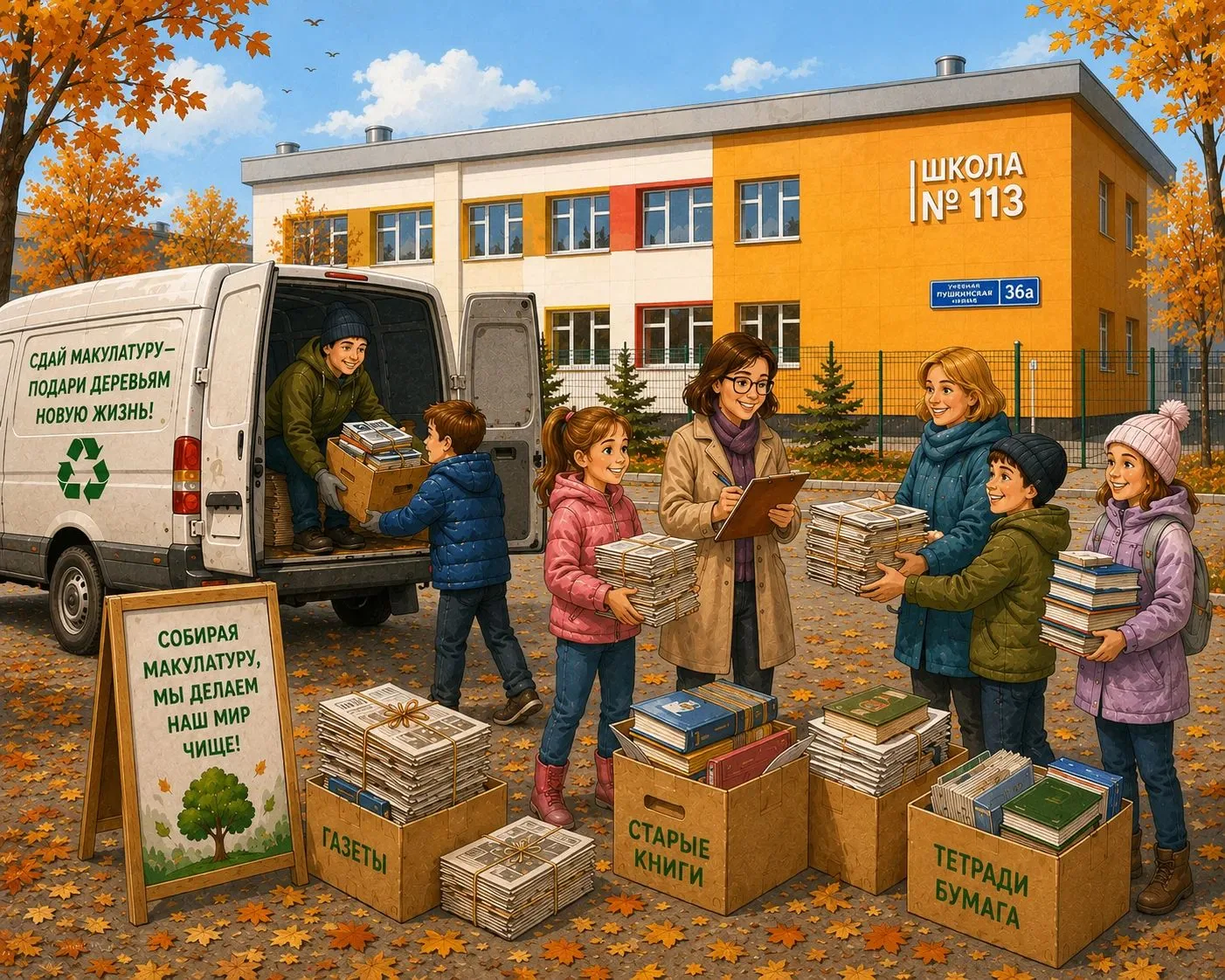 🌱 Школьная экологическая акция «Сдай макулатуру — спаси дерево!»