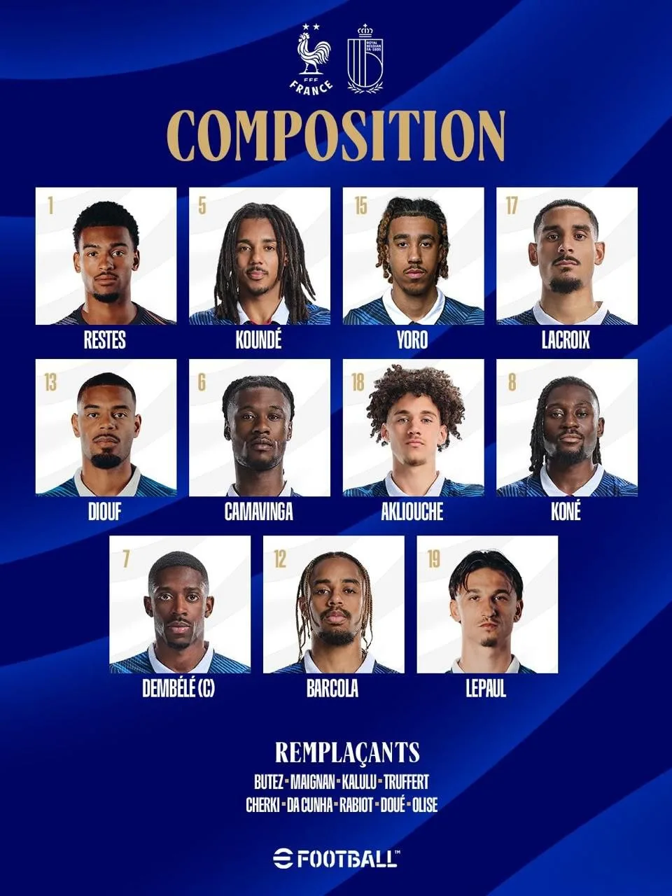 🇫🇷🤩 Кунде в старте на матч против Бельгии.