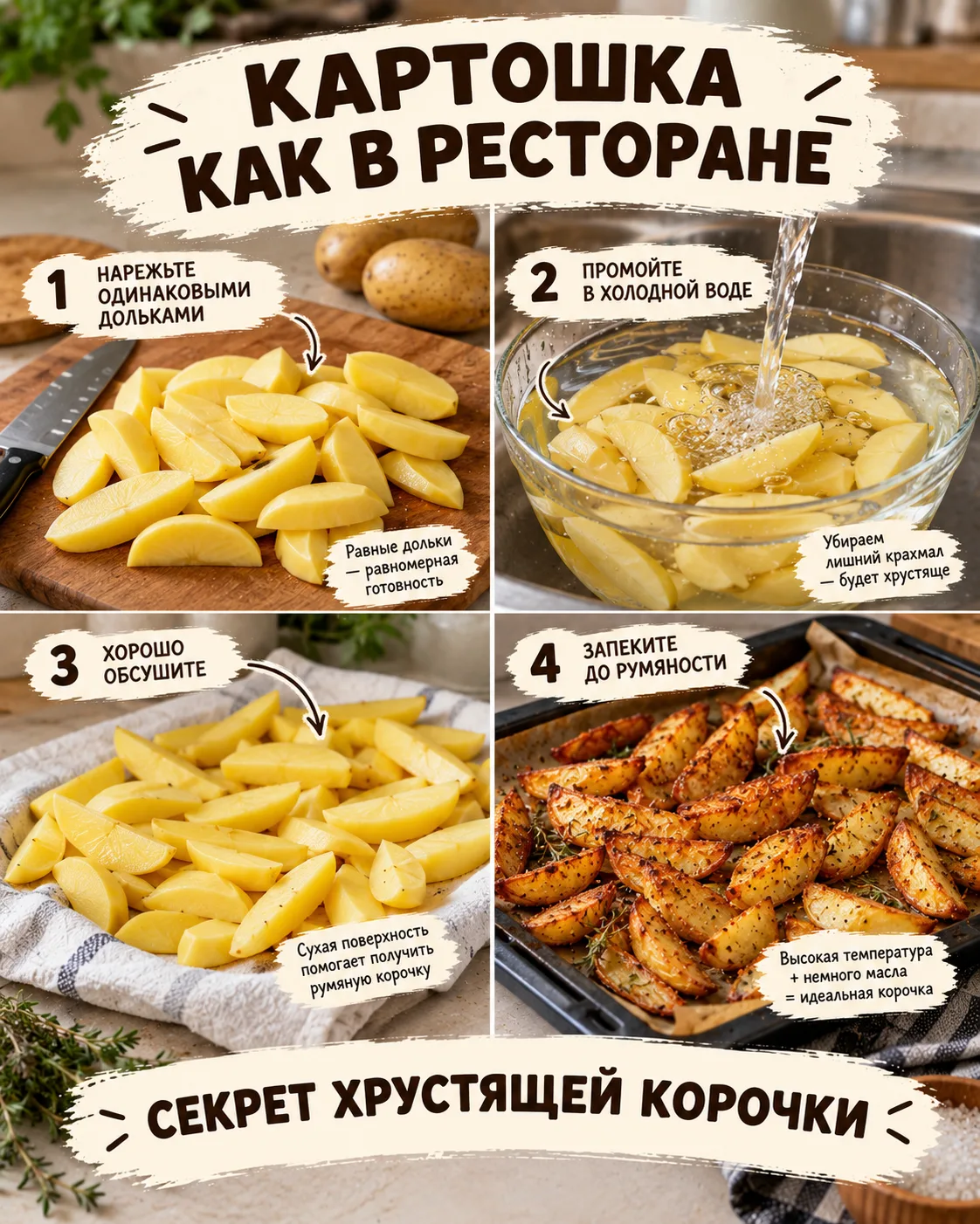 🥔 Как превратить обычную картошку в гарнир из кафе
