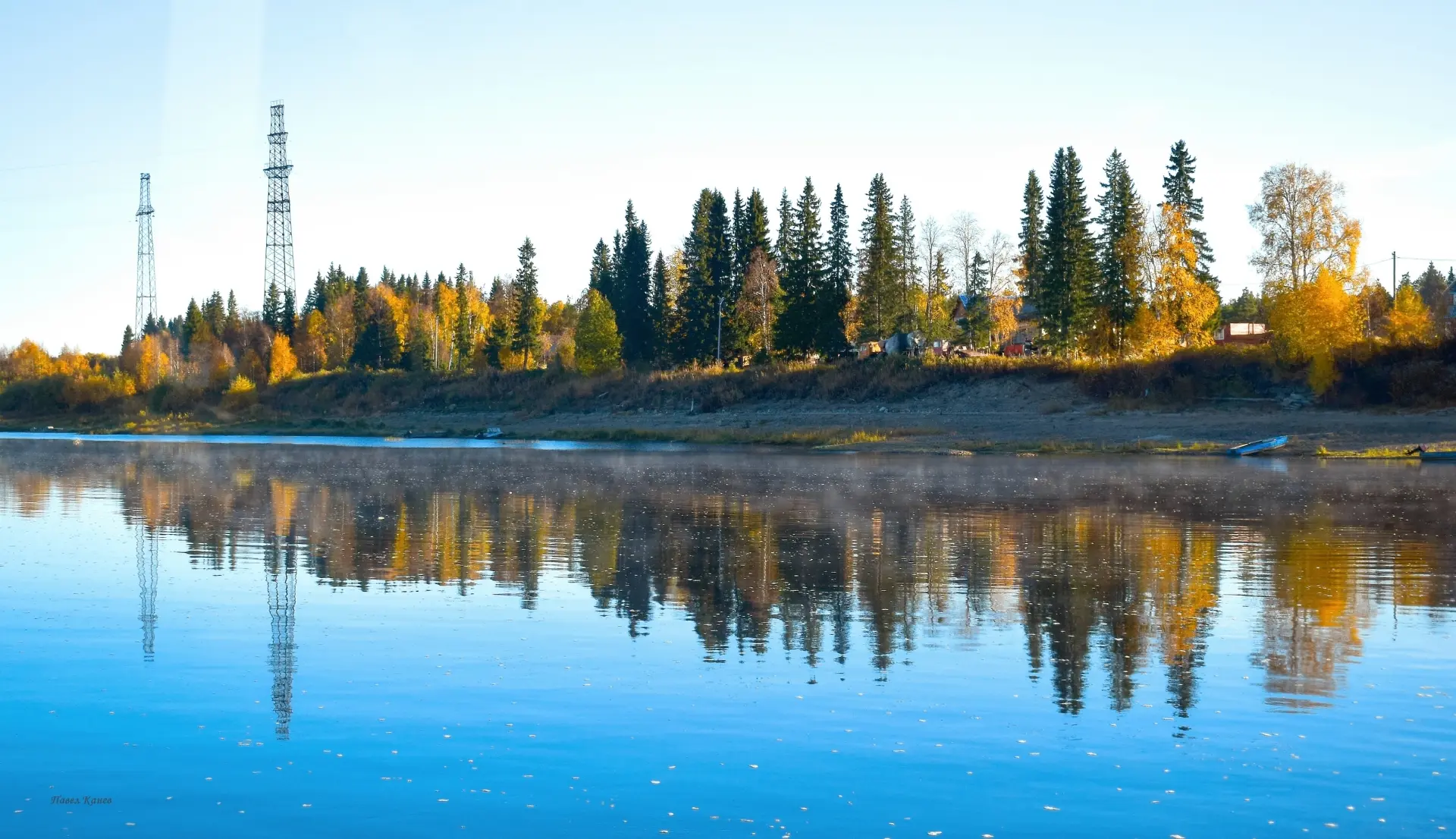 Осеннее утро на реке Ижма, левый берег 🌲🍂