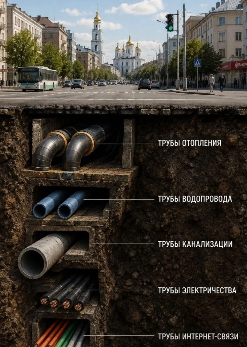 На какой глубине проходят городские инженерные сети?