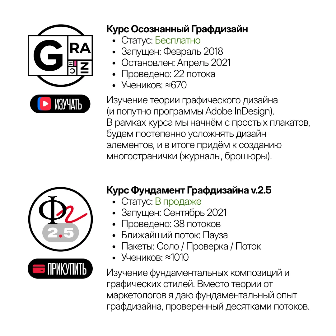Стал детальнее расписывать статусы учебных продуктов. Ощущаю, что так осознаннее. Уже в...