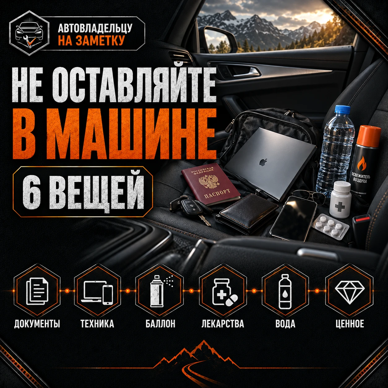 🚗 6 вещей, которые не стоит оставлять в машине надолго