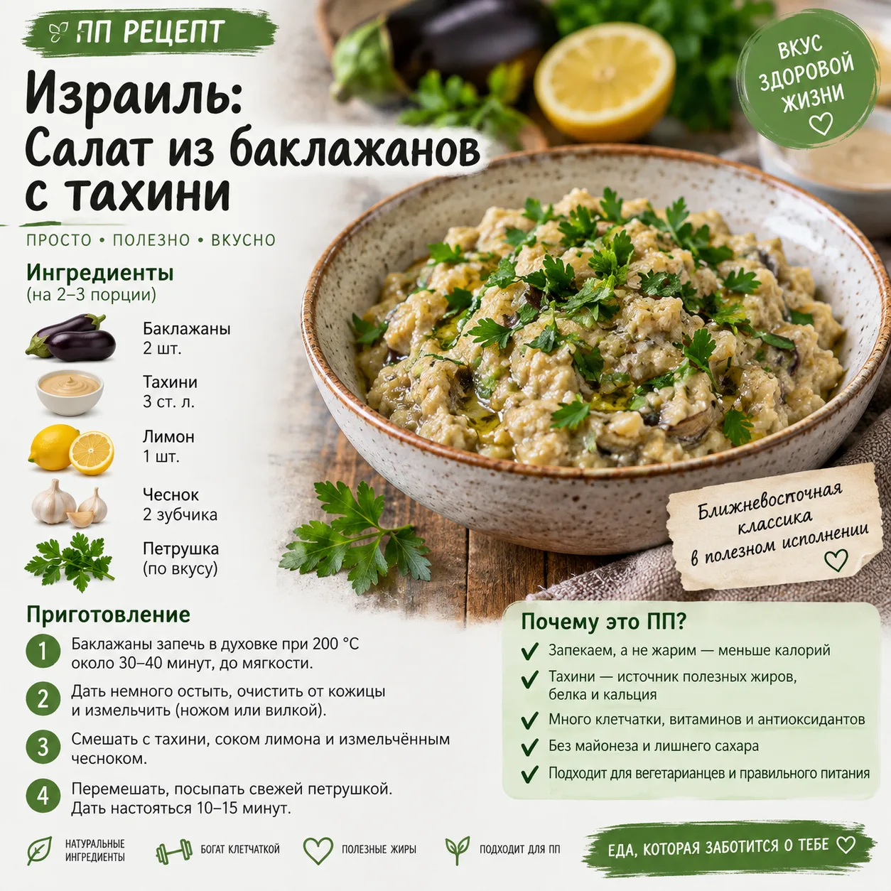 Израиль: Салат из баклажанов с тахини