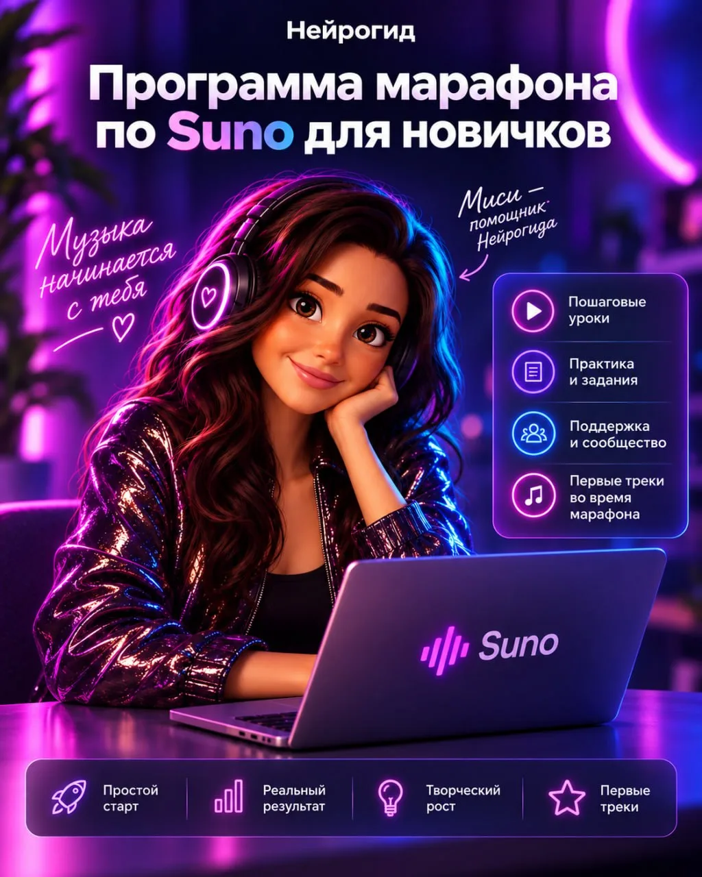 Друзья, делюсь программой марафона по Suno 6 🎵