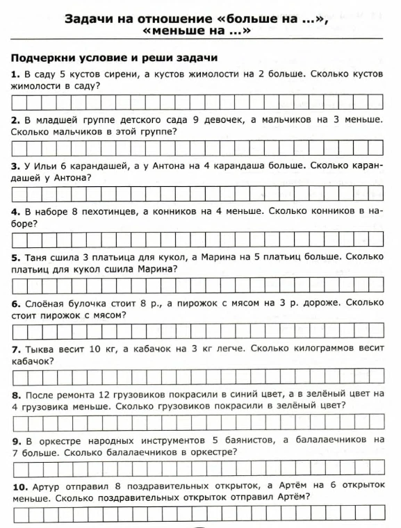 Разные виды задач для 1 класса.
Потренируйтесь на каникулах.