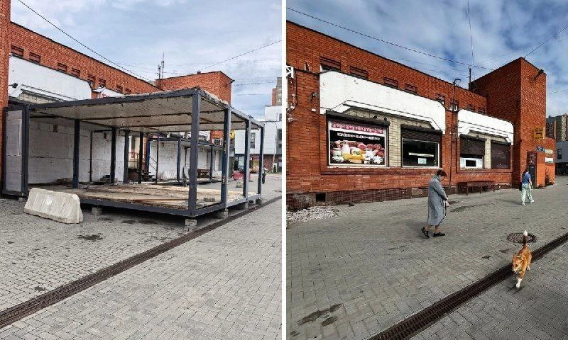 На Почтовой площади были снесены незаконно установленные торговые конструкции. Однако п...