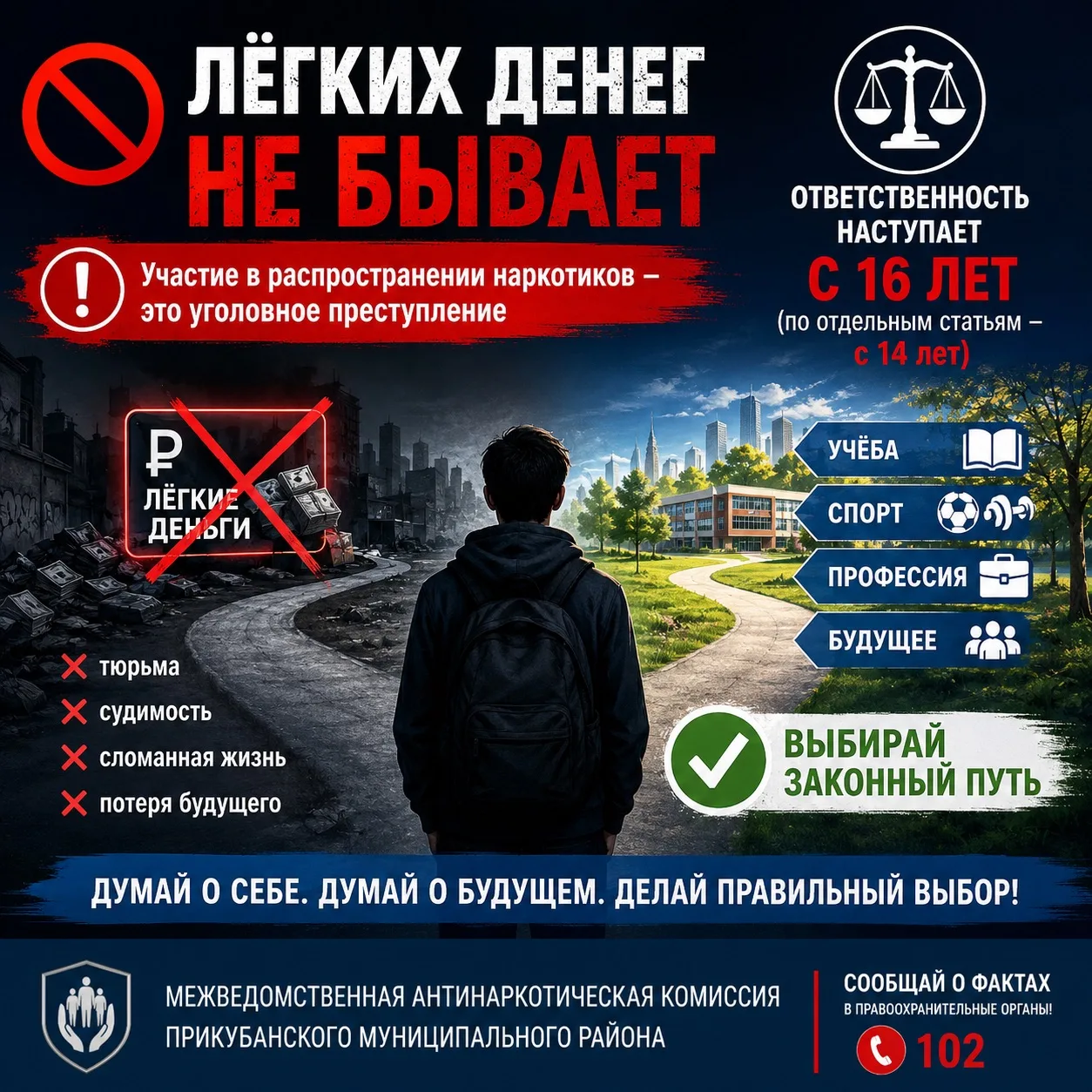 Межведомственная антинаркотическая  комиссия Прикубанского муниципального района напоминает несоверш