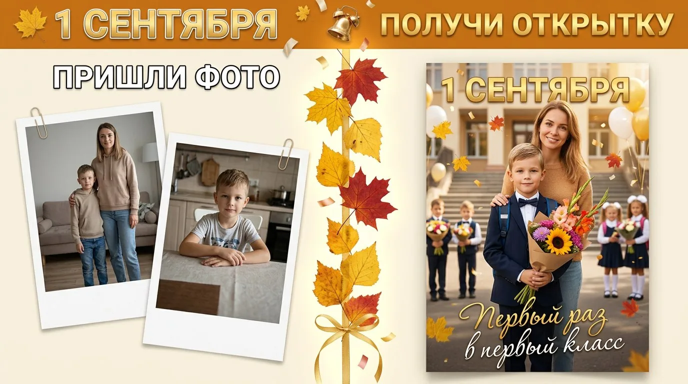 🍁📚 Открытка к 1 сентября 🎒✨
