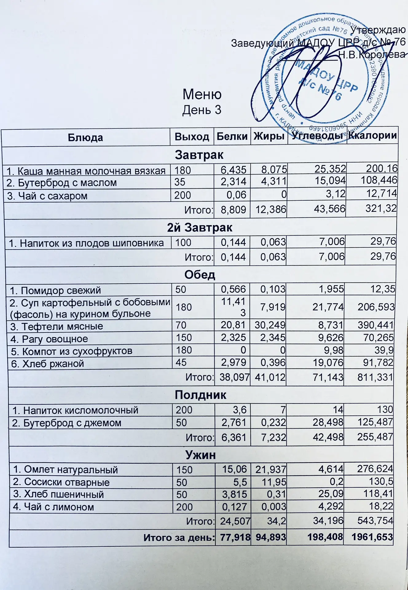 Меню на 17.06.26г.