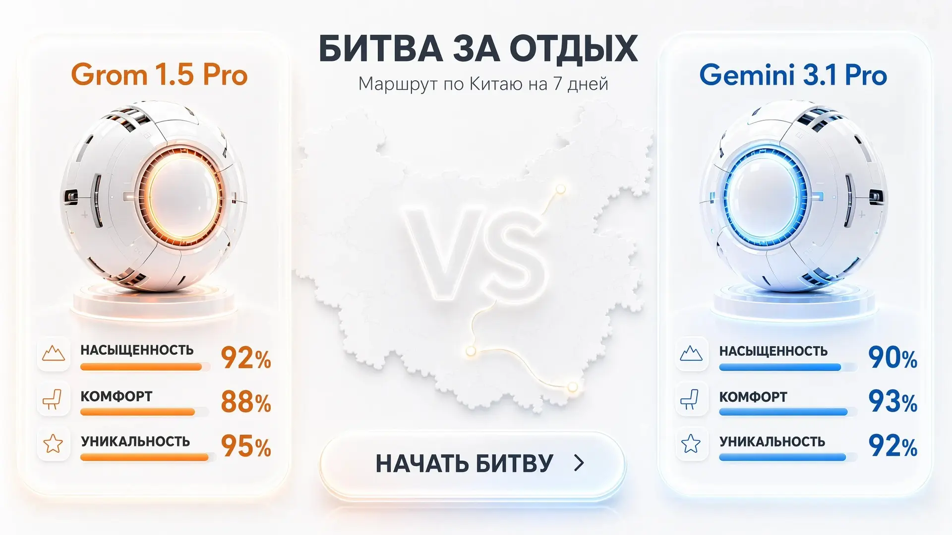Битва за отпуск: чей маршрут лучше? 🗺️

Взяли Grom 1.5 Pro против Gemini 3.1 Pro и дали один запрос