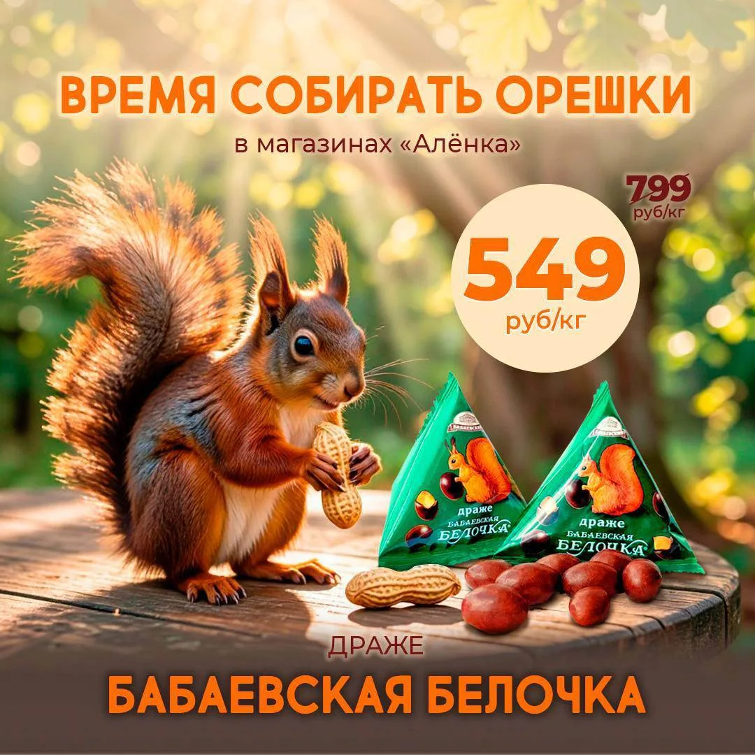 🐿️ Похоже, кто-то запасся орешками раньше вас!

Но не переживайте — «Бабаевский Белочка» готова под