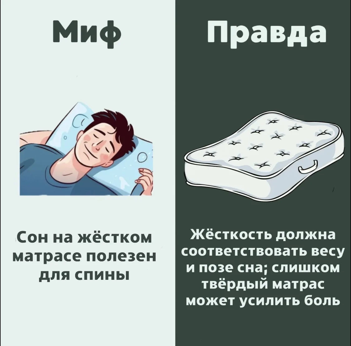 Полезен ли сон на жестком матрасе для спины?

💚 — спасибо, буду знать
✔️ — уже знал(а)

Вся правда 