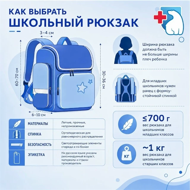 🎒 Правильно подобранный школьный рюкзак — это вклад в здоровье ребёнка.

Неподходящий по размеру ил