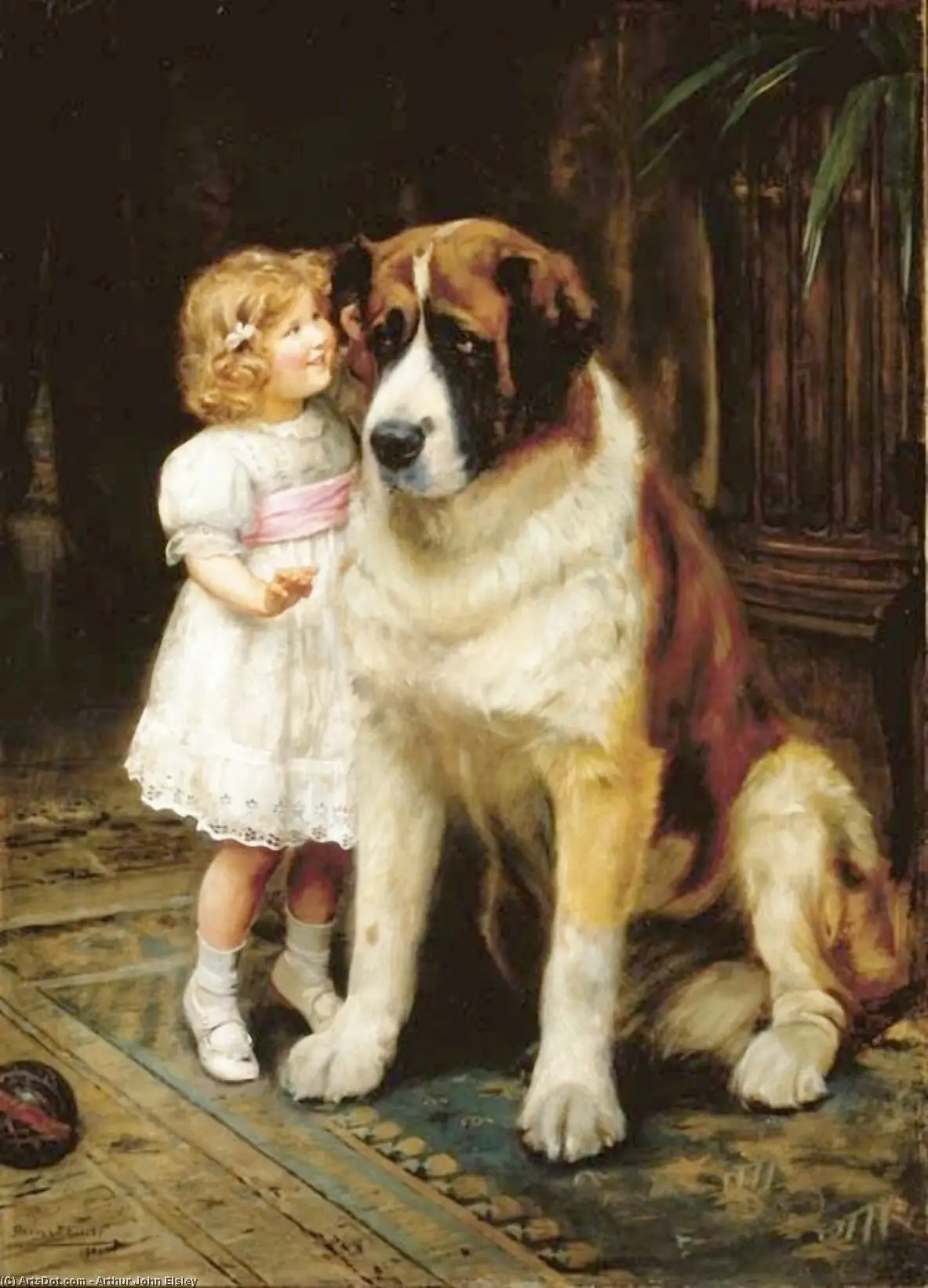 По секрету. Arthur John Elsley (1860-1952), английский художник.
#сенбернар #молосс