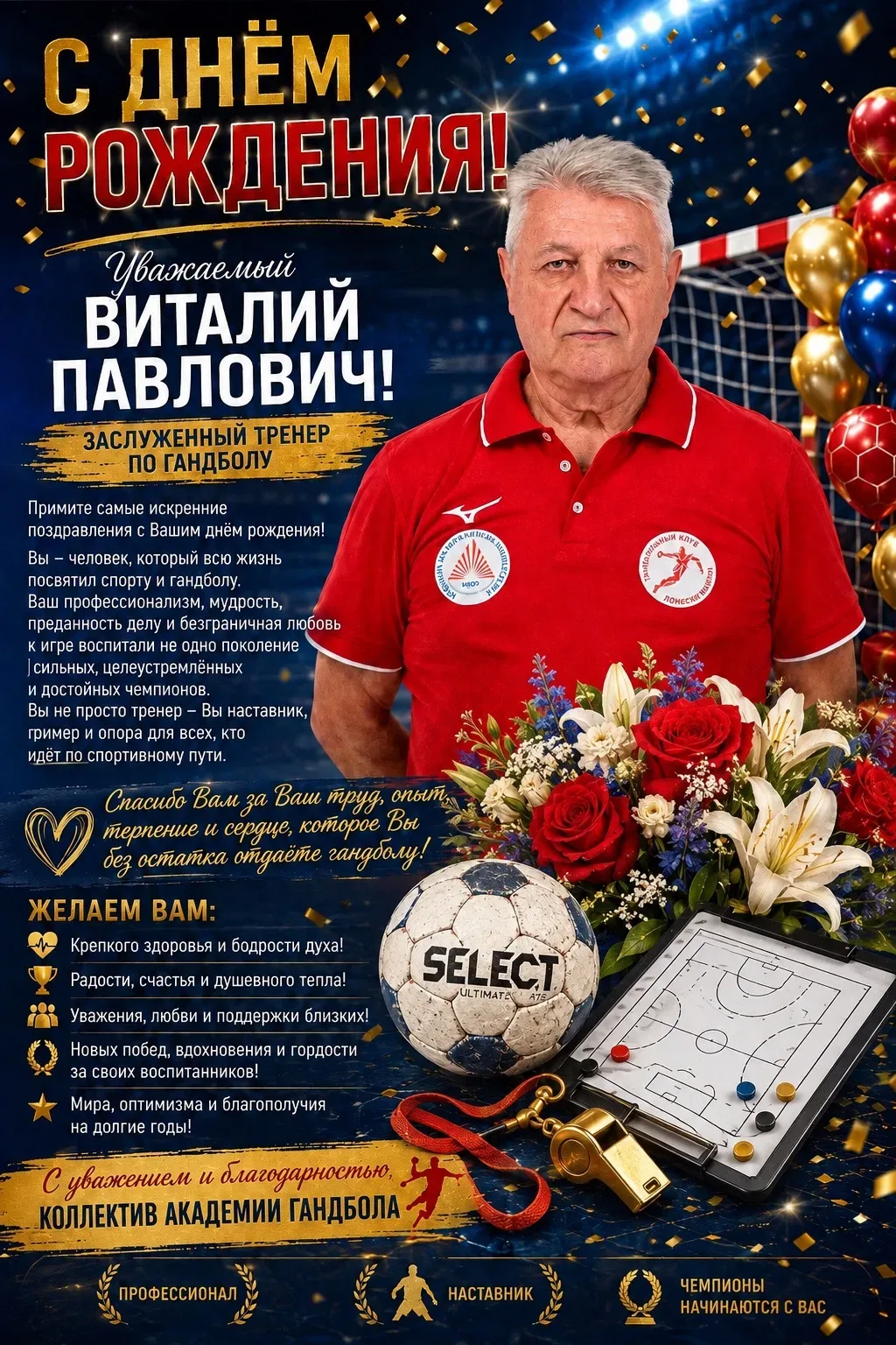 🎈🎁Сегодня отмечает день рождения тренер-преподаватель Академии гандбола, мастер спорт...