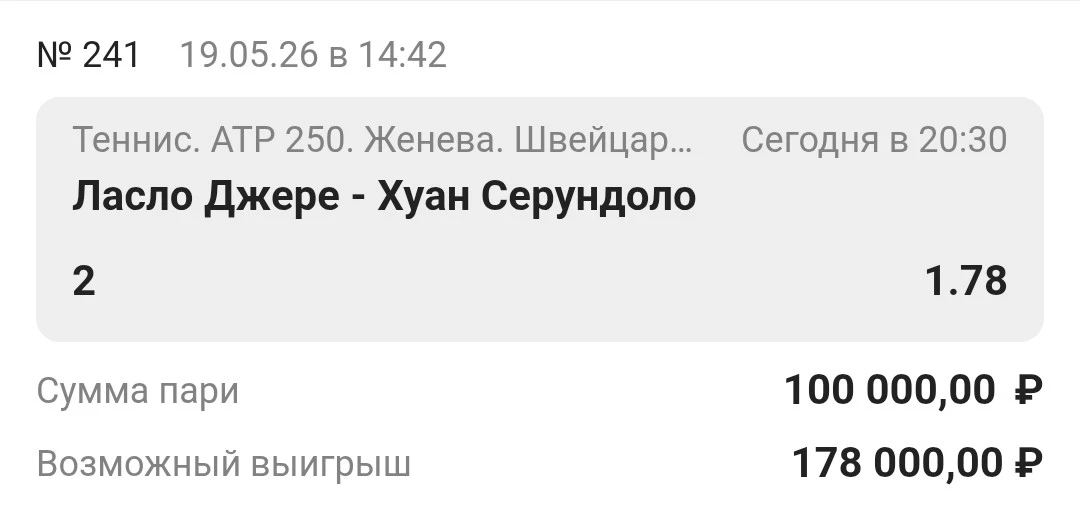 Ставка дня. Женева. Швейцария. 🎾