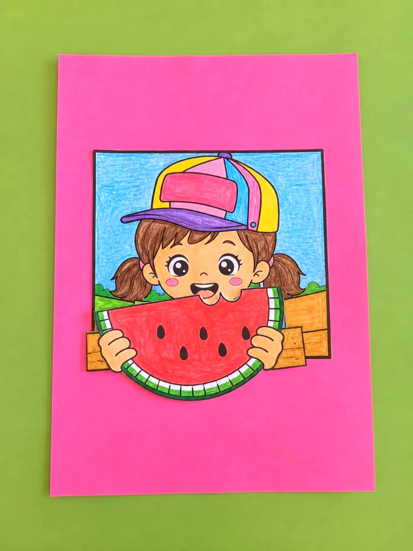 🍉 Кушаем сочный арбуз. Красочные летние поделки - раскраски с шаблонами для детей.