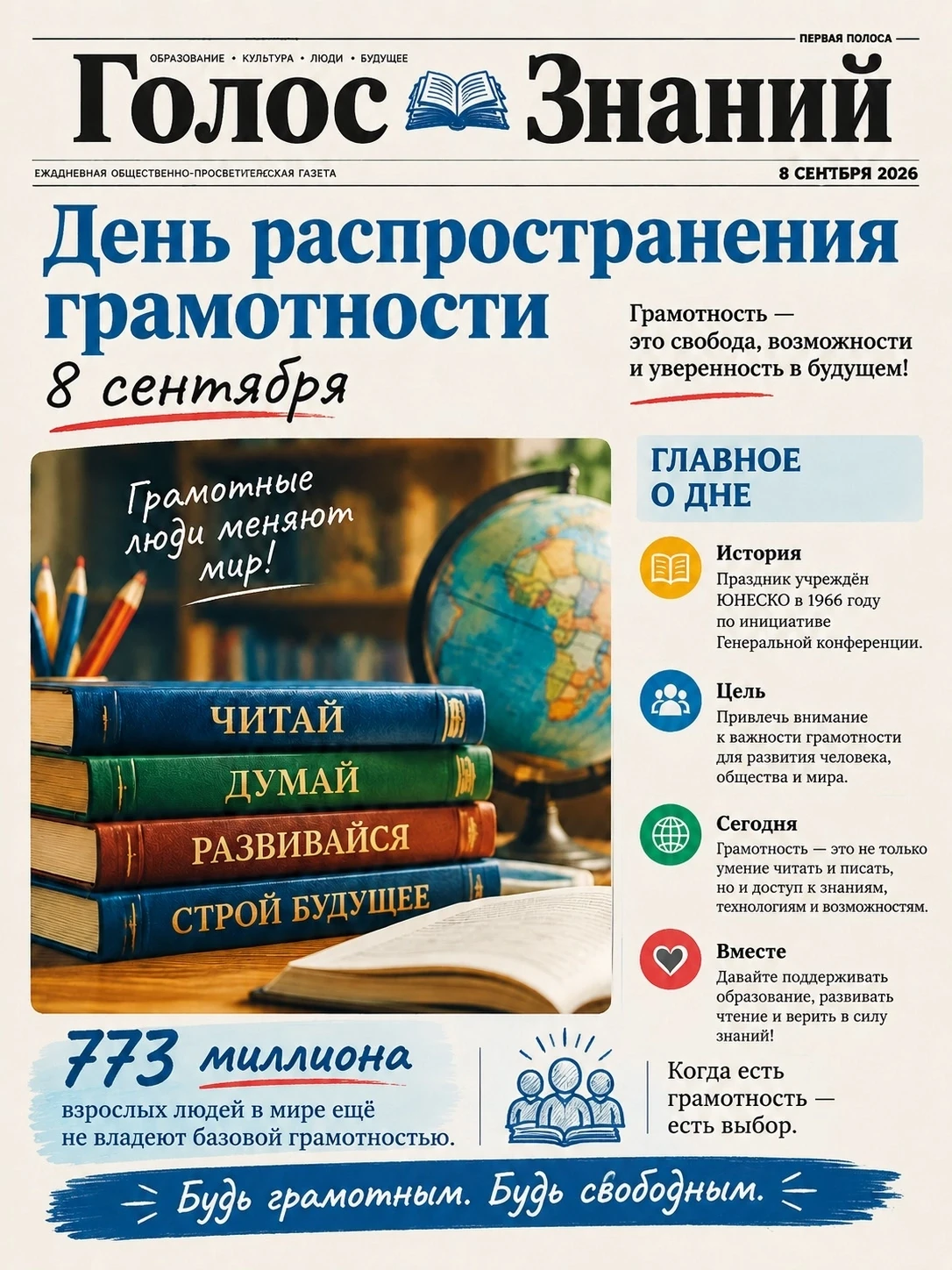 📢 Друзья, а вы знали, что 8 сентября — День грамотности?