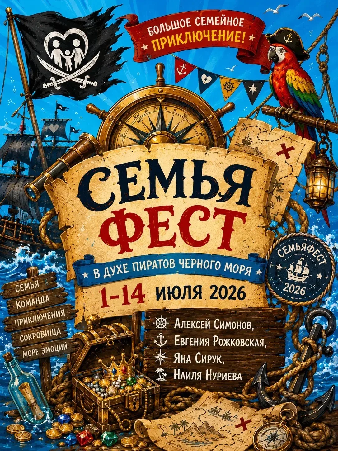 Йо-хо-хо и семейные приключения начинаются! 🏴‍☠️  

Готовы отправиться на поиски сокровищ Чёрного м