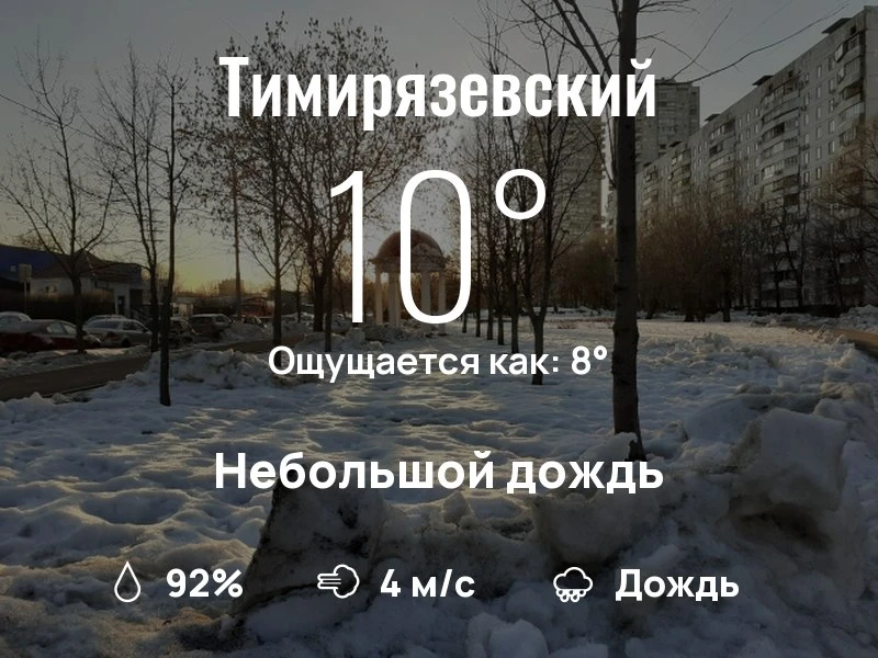 Что с погодой в Тимирязевском?